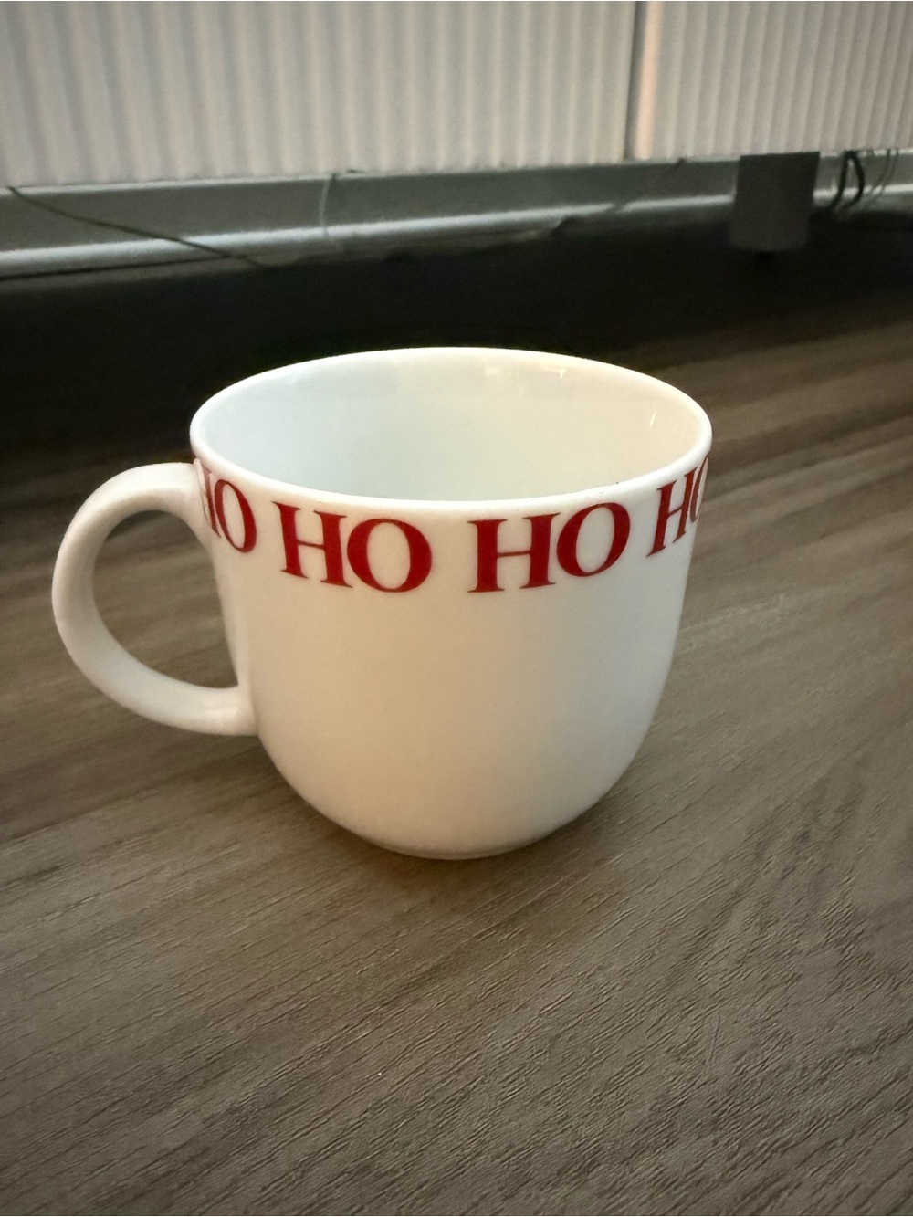 Crate & Barrel HO HO HO Christmas Mug Red White Holiday Coffee Cup 12 oz